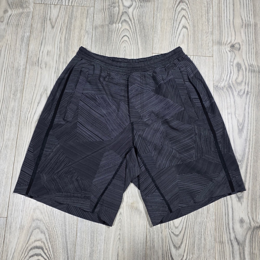 Lululemon Pace Breaker Shorts - Gray with Black Geometric Pattern- Medium